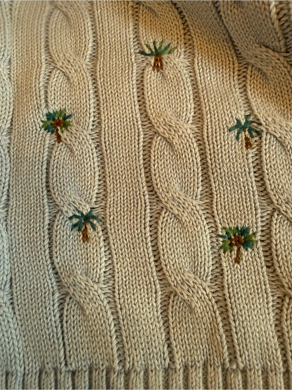 Free People Plumeria Palm Tree Sky Blue Cotton Sweater Vest Size Medium NWT